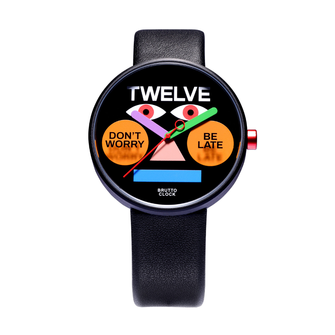Presenting the front view of the TTT - Be Late watch against a white background.