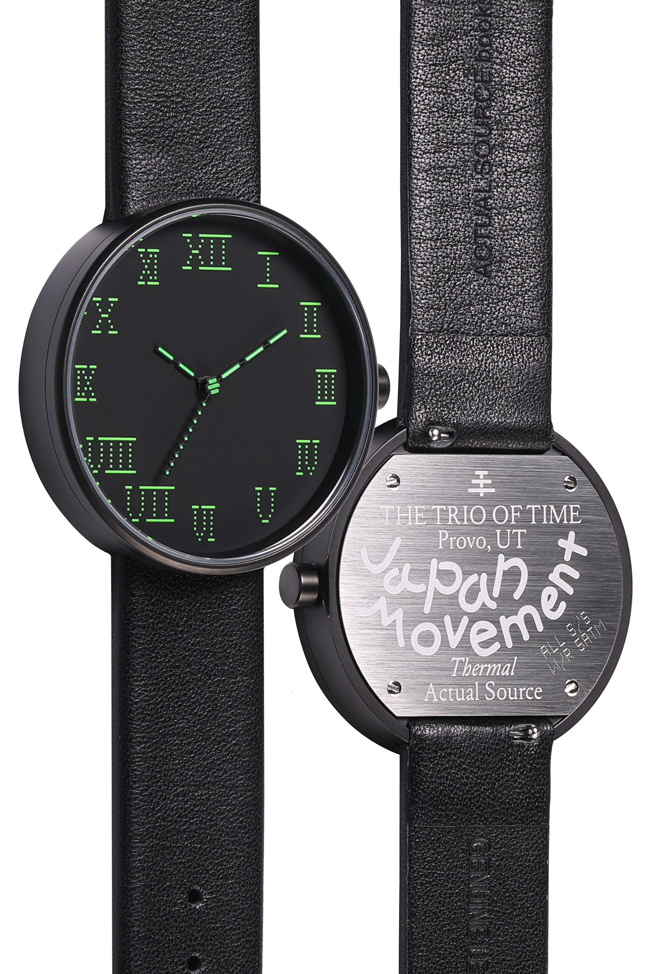 Introducing the front and back views of the TTT - ACTUAL SOURCE - THERMAL watch, presented against a clean white background.