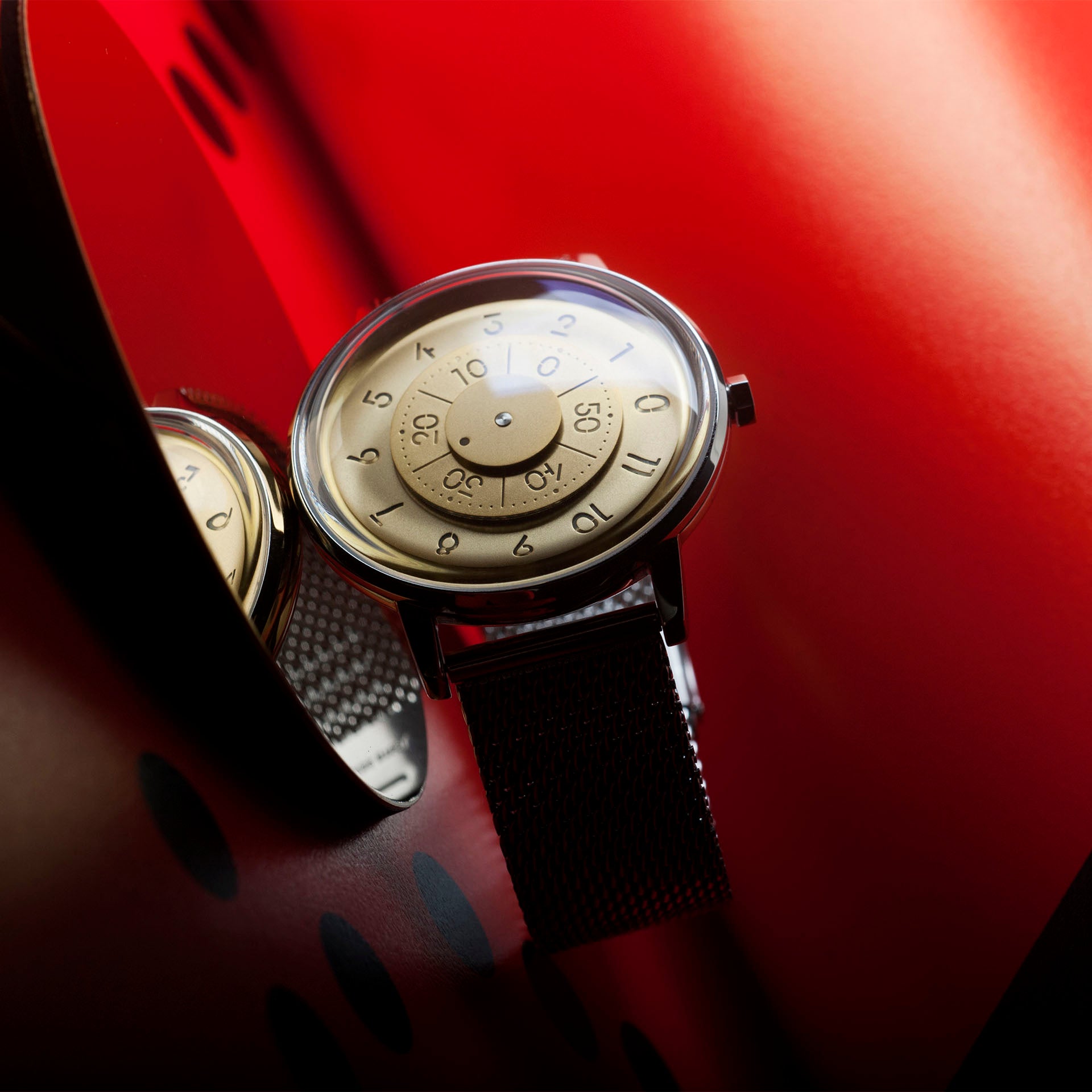 ANICORN Series K452 Space Automatic Watches - Solar, with a red background