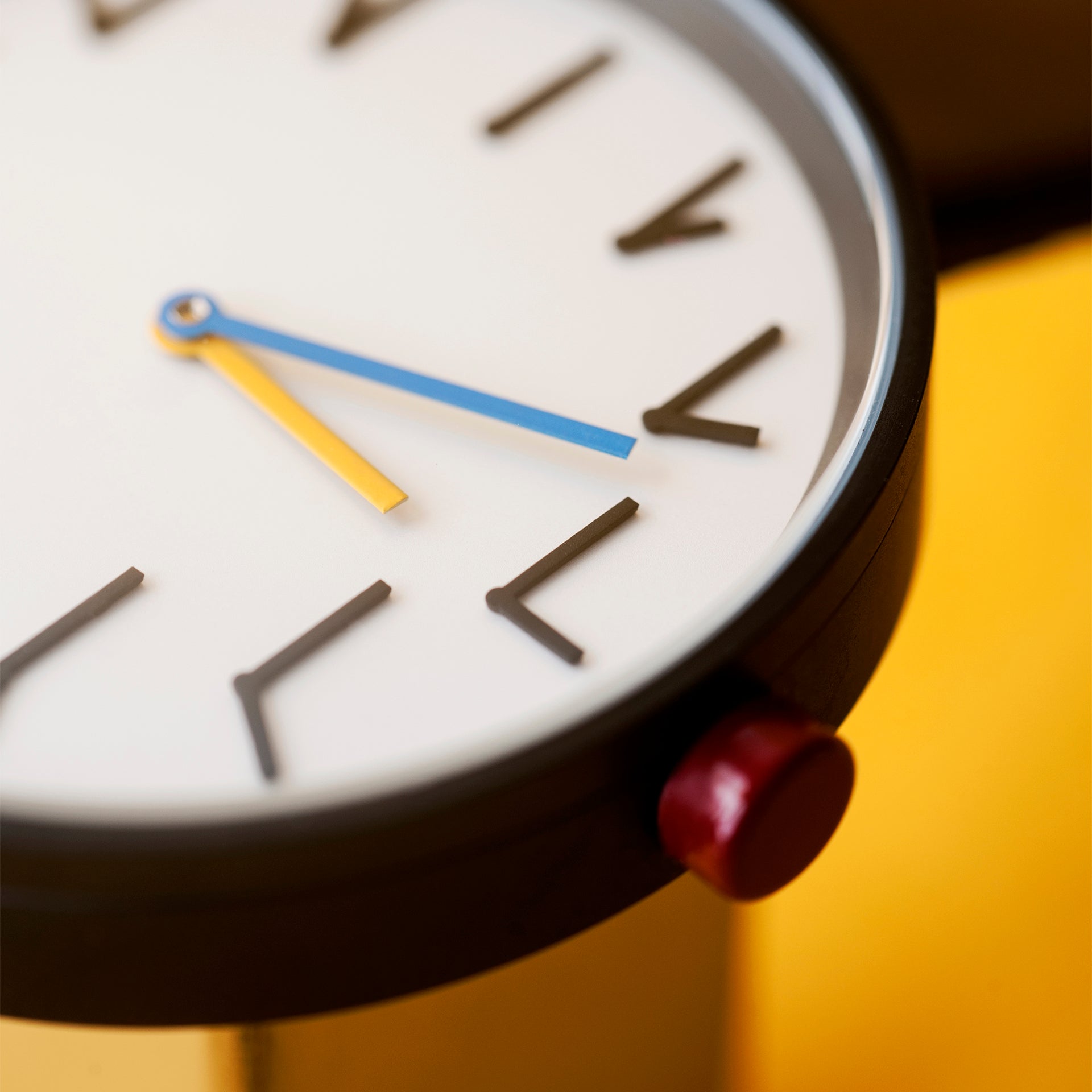 Close-up of TTT#2.5 - MoMA Exclusive - Redundant Watch against a vibrant yellow background, highlighting the watch's unique and redundant features
