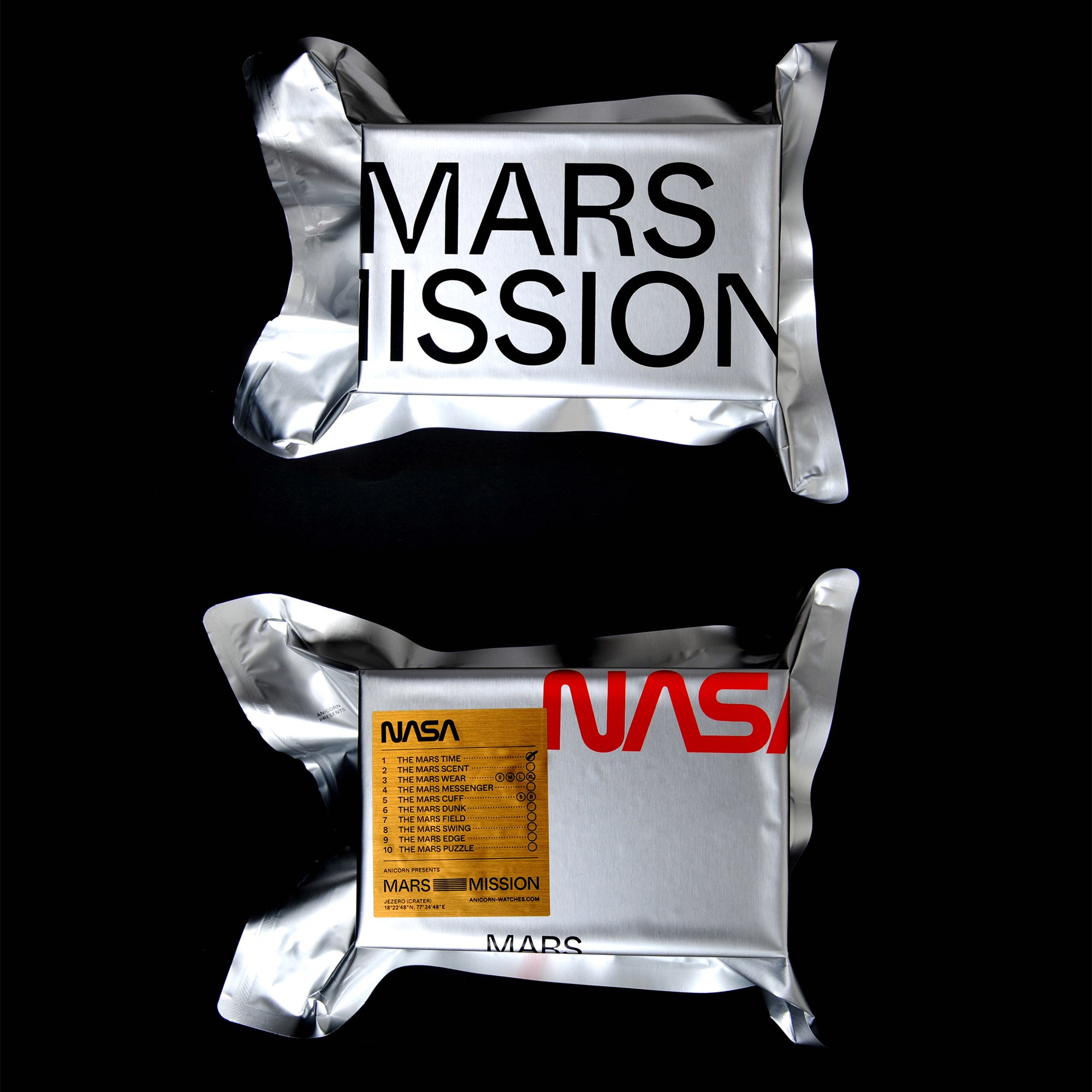 The Mars Time, a watch inspired by Nasa's Perseverance Rover’s landing site Jezero Crater and designed by Anicorn Watches, placed on a white background. View 1